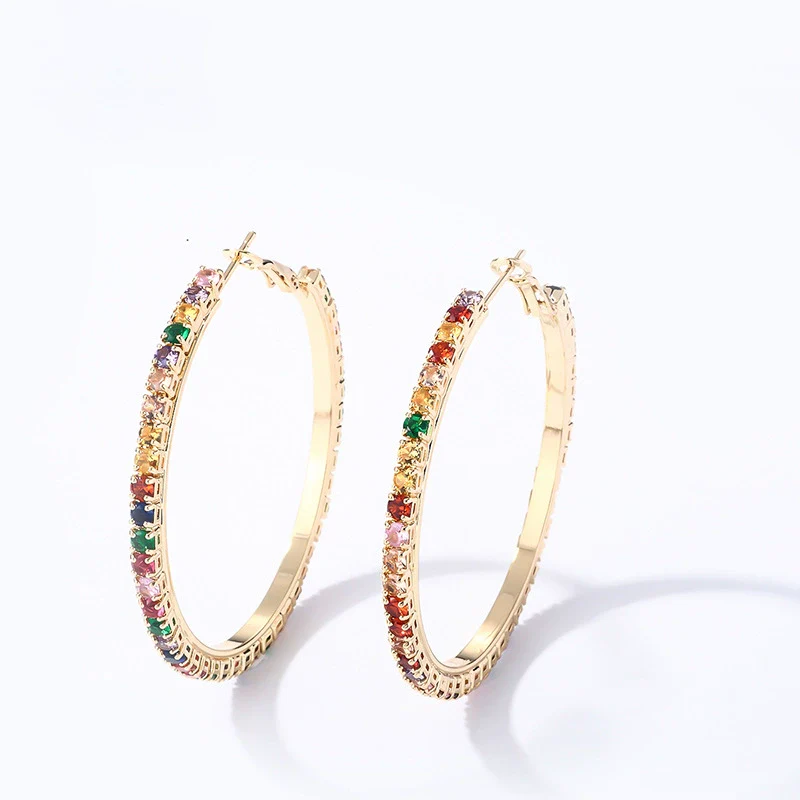 Wholesale Women's Simple Geometric Copper Earrings With Zircon Inlay - Image 5