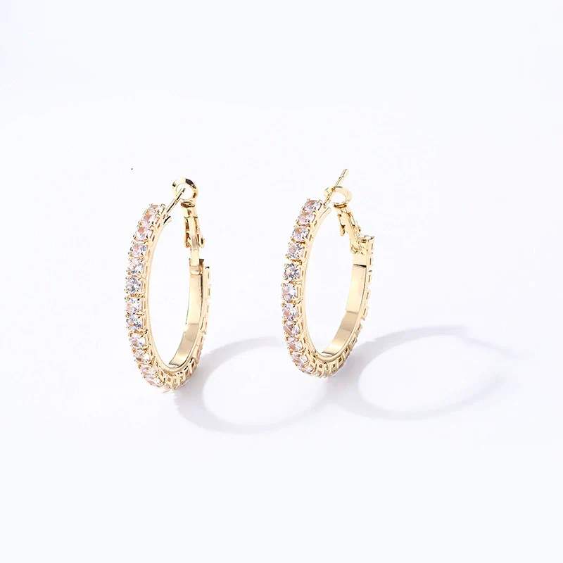 Wholesale Women's Simple Geometric Copper Earrings With Zircon Inlay - Image 7