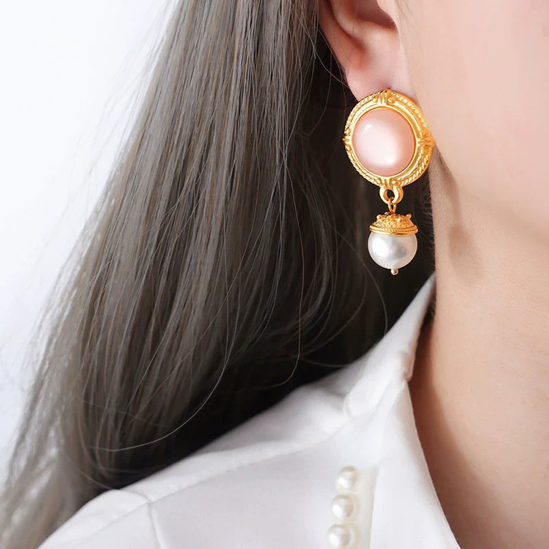 Wholesale Women's Simple Geometric Electroplated Titanium Steel Earrings With Zircon And Glass Beads And Rhinestone - Image 18