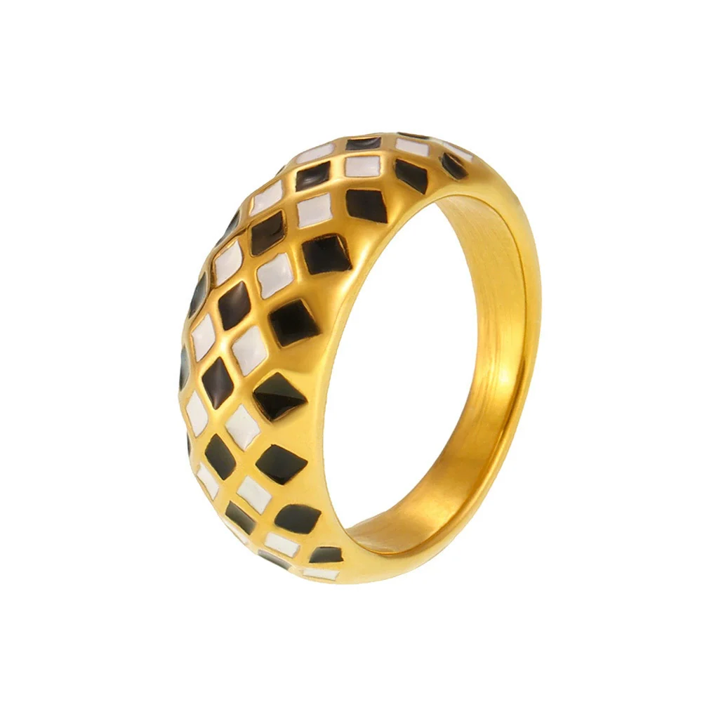 Wholesale Women's Simple Geometric Ferris Wheel Stainless Steel Ring 18K Gold Plated - Image 5