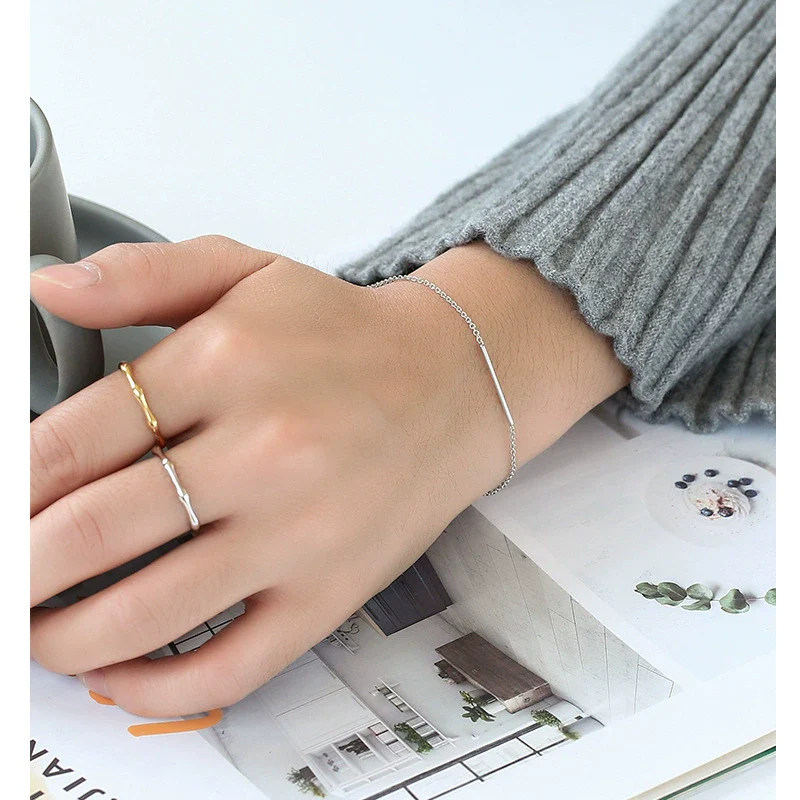 Wholesale Women's Simple Geometric Gold Plated Copper Diamond Encrusted Bracelet Jewelry - Image 3