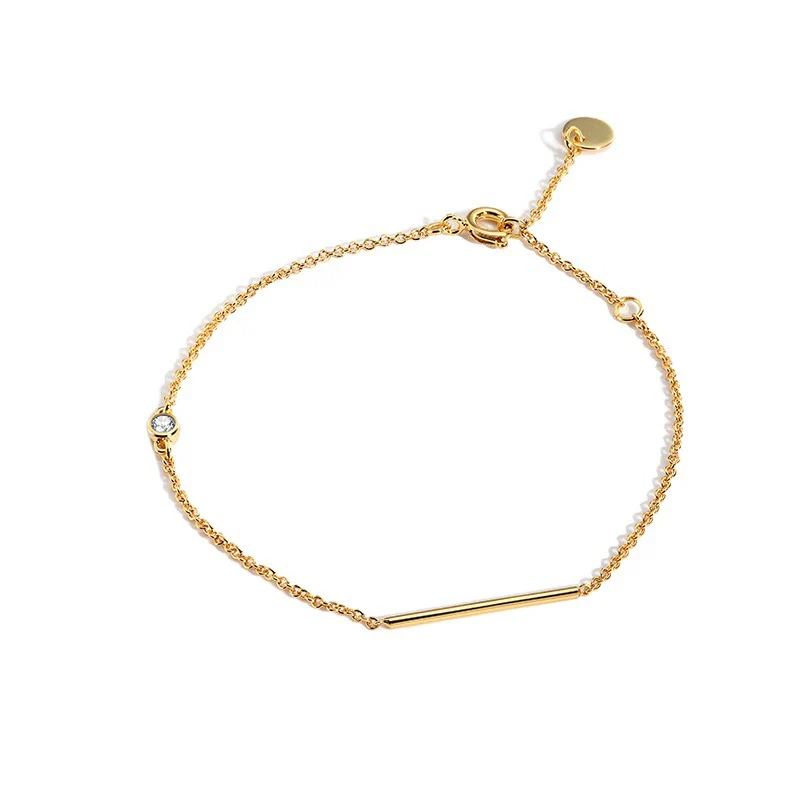 Wholesale Women's Simple Geometric Gold Plated Copper Diamond Encrusted Bracelet Jewelry - Image 5