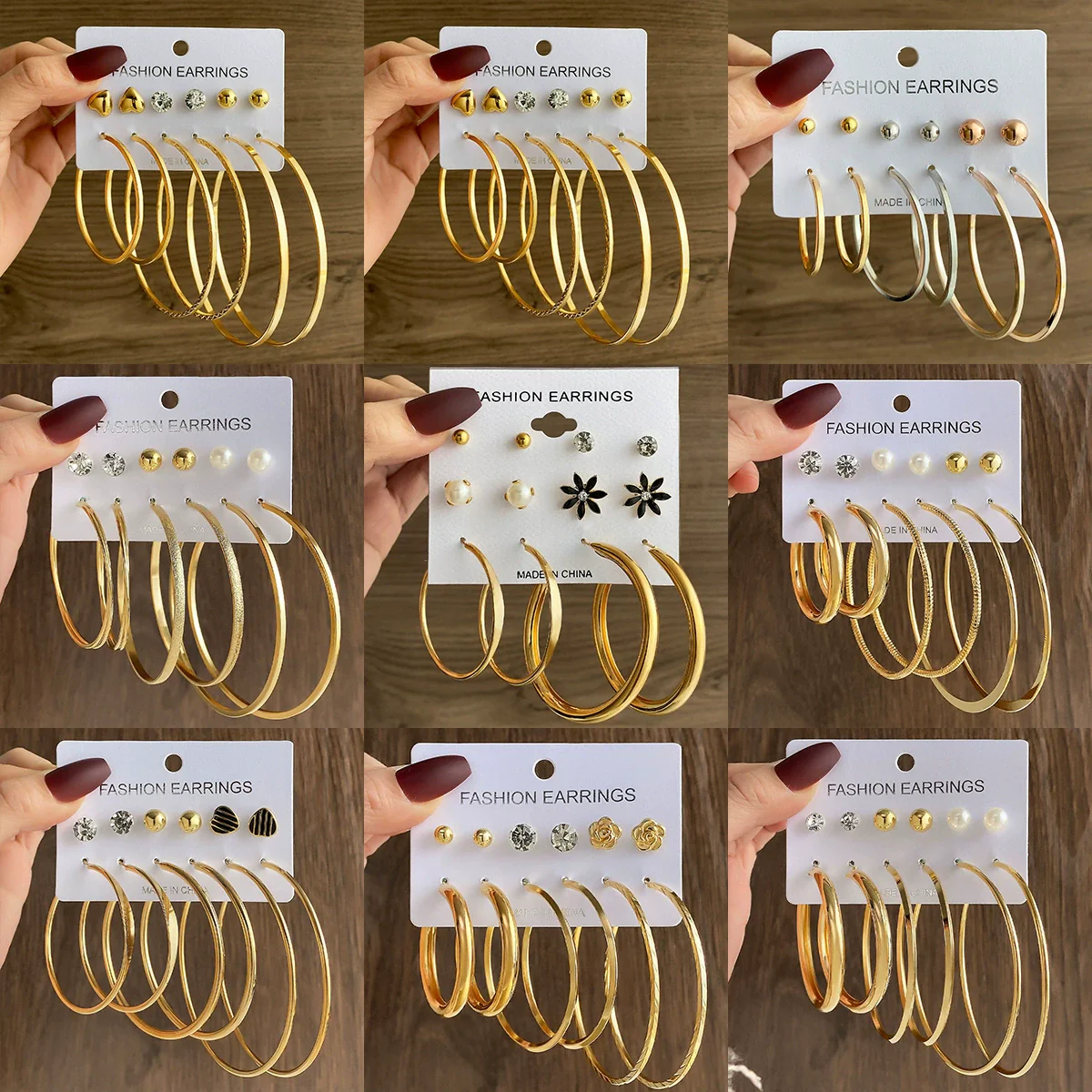 Wholesale Women's Simple Geometric Metal Alloy Electroplated Circle Hoop And Stud Earrings