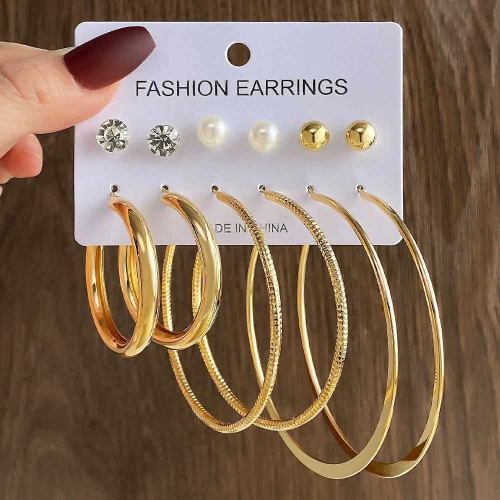 Wholesale Women's Simple Geometric Metal Alloy Electroplated Circle Hoop And Stud Earrings - Image 11