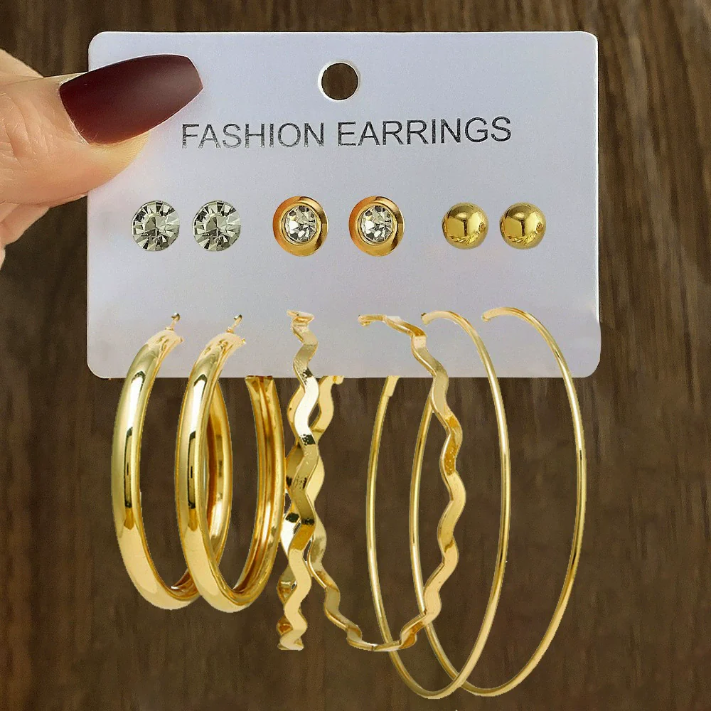 Wholesale Women's Simple Geometric Metal Alloy Electroplated Circle Hoop And Stud Earrings - Image 13