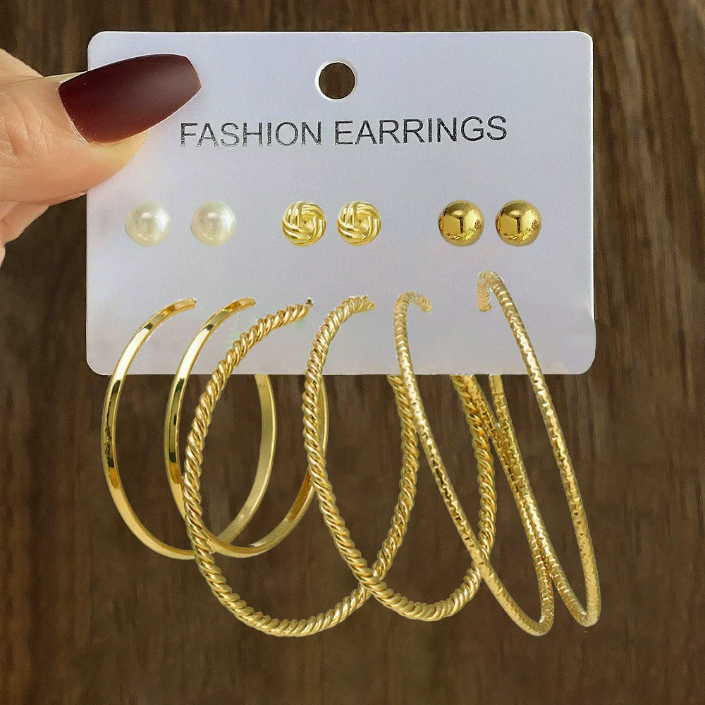 Wholesale Women's Simple Geometric Metal Alloy Electroplated Circle Hoop And Stud Earrings - Image 14