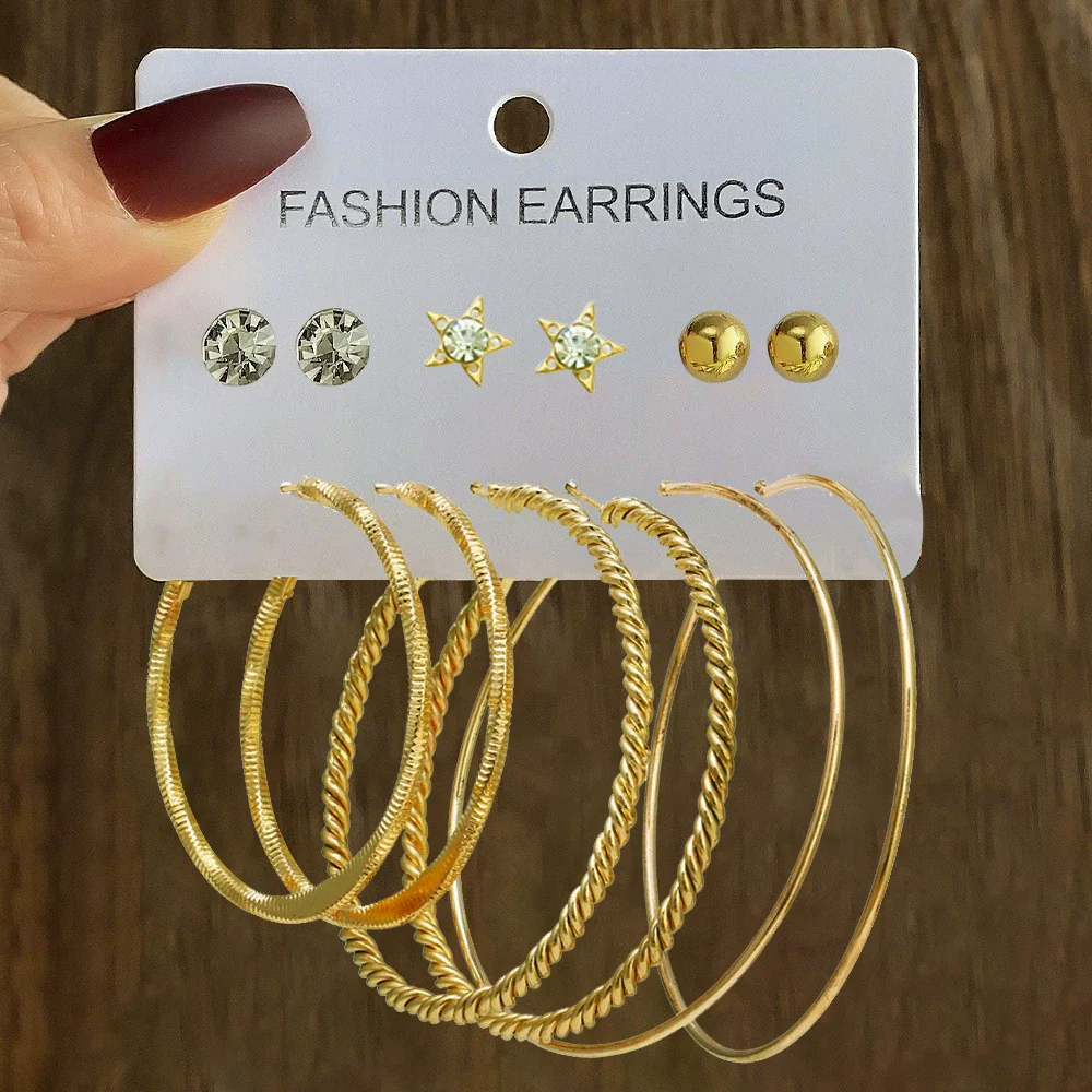 Wholesale Women's Simple Geometric Metal Alloy Electroplated Circle Hoop And Stud Earrings - Image 15