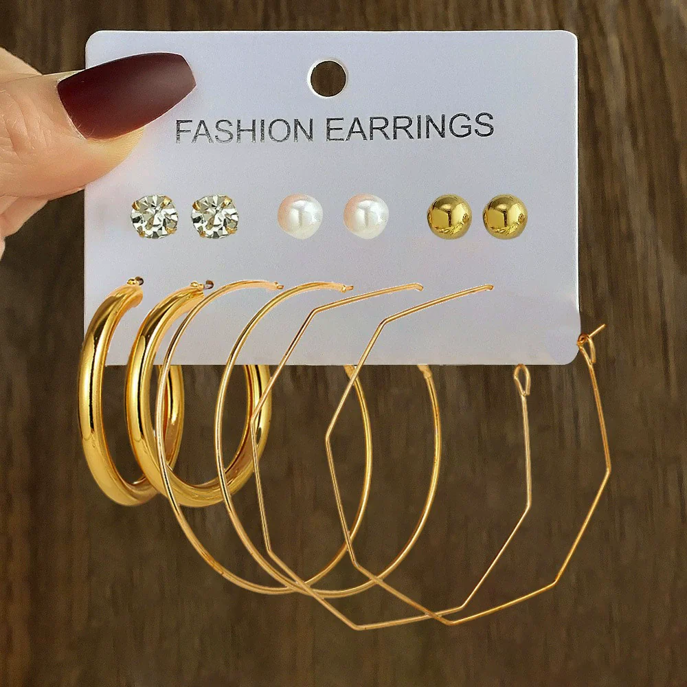 Wholesale Women's Simple Geometric Metal Alloy Electroplated Circle Hoop And Stud Earrings - Image 17