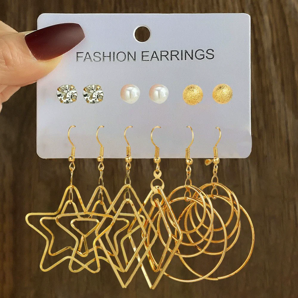 Wholesale Women's Simple Geometric Metal Alloy Electroplated Circle Hoop And Stud Earrings - Image 18