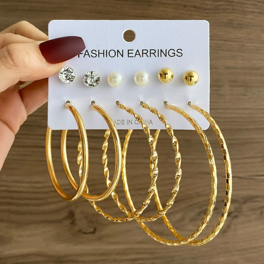 Wholesale Women's Simple Geometric Metal Alloy Electroplated Circle Hoop And Stud Earrings - Image 20