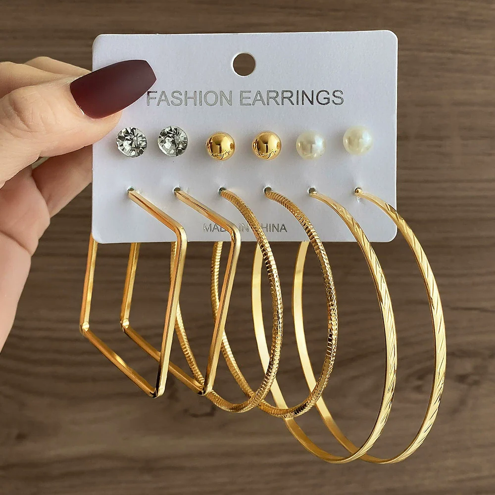 Wholesale Women's Simple Geometric Metal Alloy Electroplated Circle Hoop And Stud Earrings - Image 21