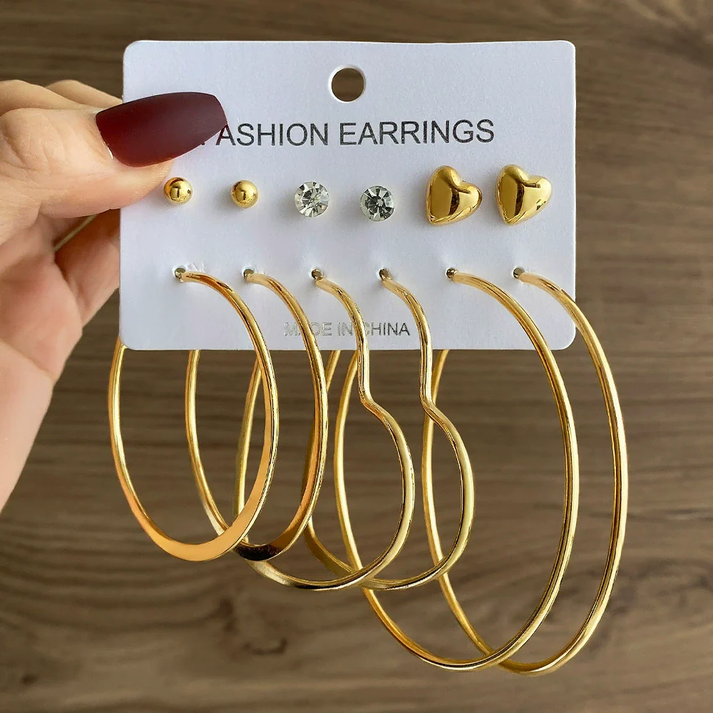 Wholesale Women's Simple Geometric Metal Alloy Electroplated Circle Hoop And Stud Earrings - Image 22