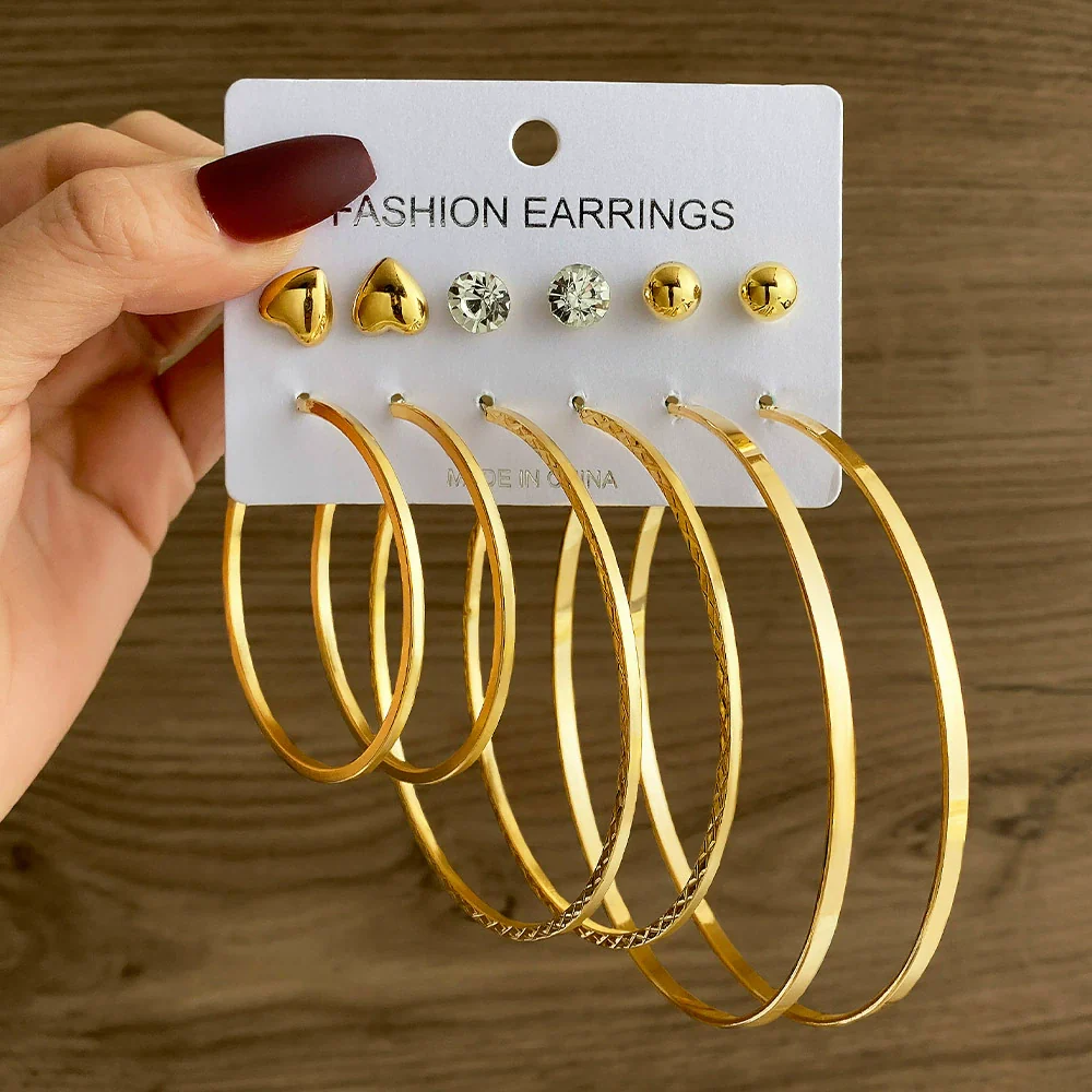 Wholesale Women's Simple Geometric Metal Alloy Electroplated Circle Hoop And Stud Earrings - Image 24