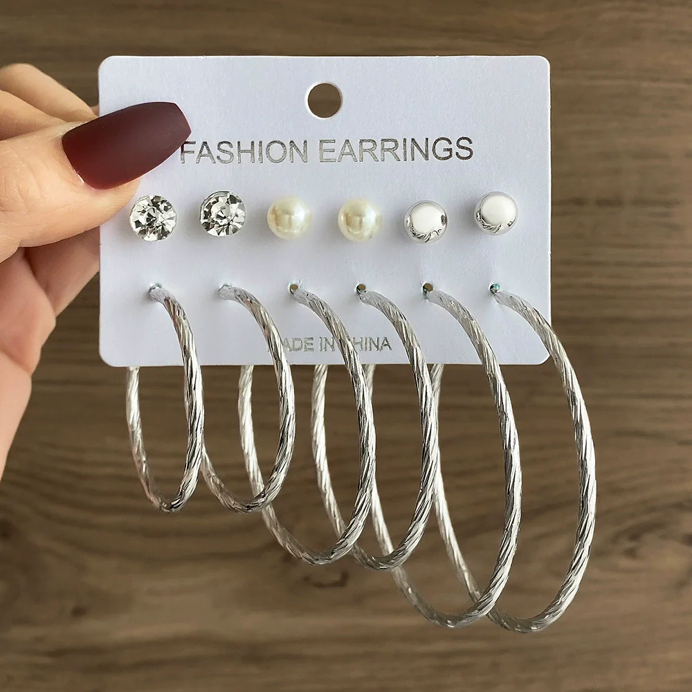 Wholesale Women's Simple Geometric Metal Alloy Electroplated Circle Hoop And Stud Earrings - Image 26