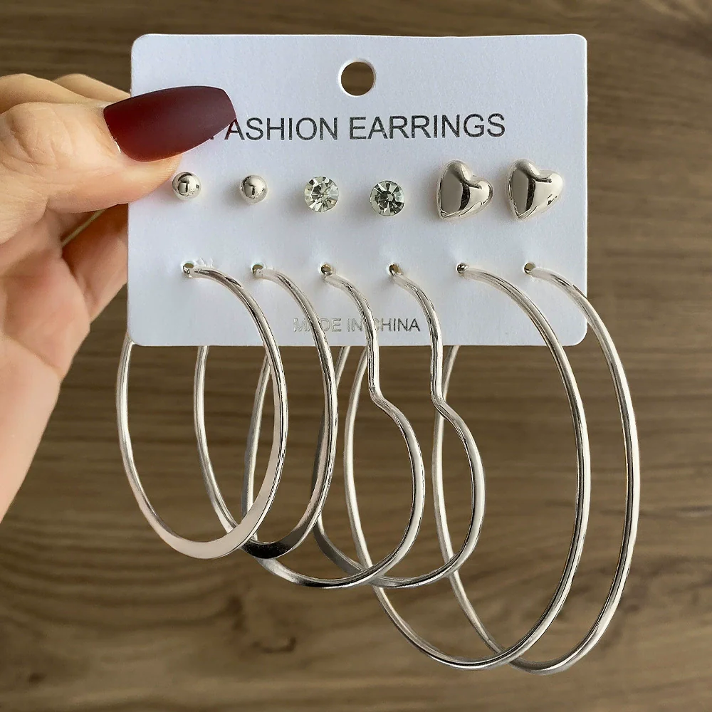 Wholesale Women's Simple Geometric Metal Alloy Electroplated Circle Hoop And Stud Earrings - Image 27