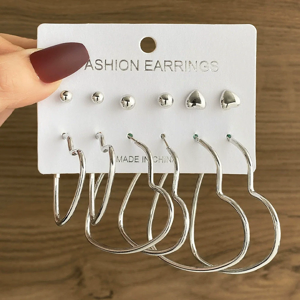 Wholesale Women's Simple Geometric Metal Alloy Electroplated Circle Hoop And Stud Earrings - Image 29