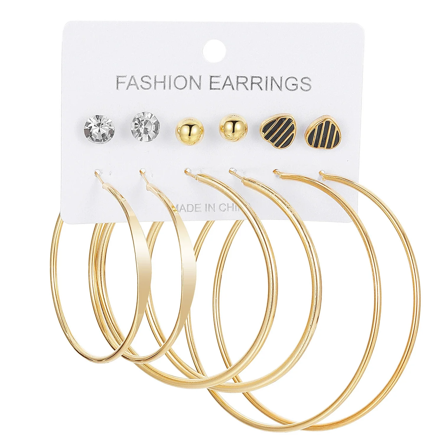 Wholesale Women's Simple Geometric Metal Alloy Electroplated Circle Hoop And Stud Earrings - Image 5