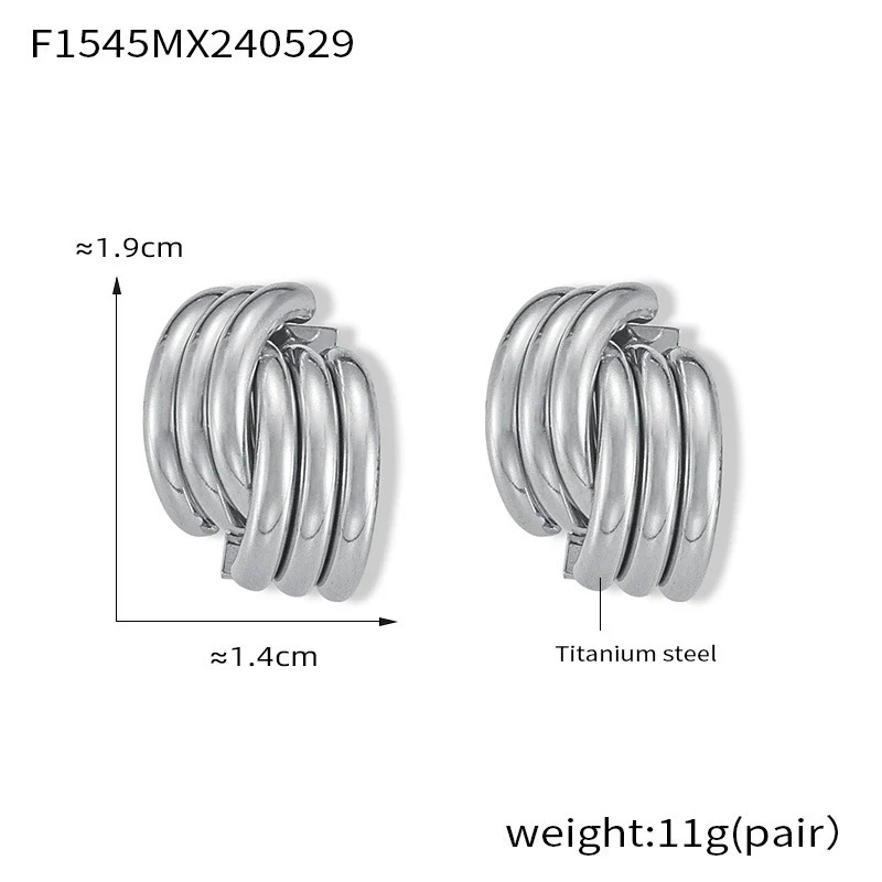 Wholesale Women's Simple Geometric Multilayer Cross Titanium Steel Electroplated Earrings Jewelry - Image 7