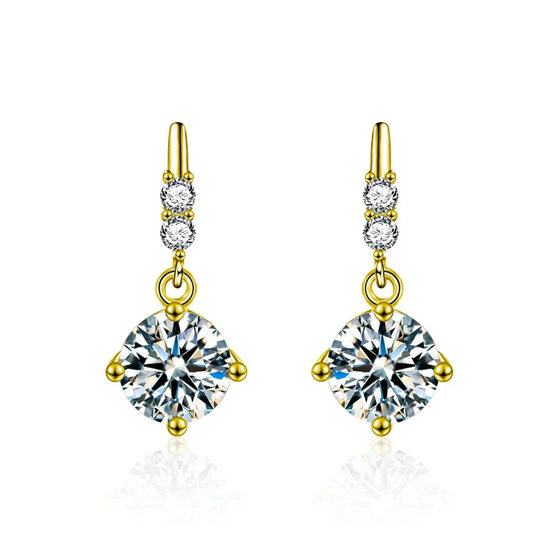 Wholesale Women's Simple Geometric S925 Sterling Silver Moissanite Fourclaw Tassel Earrings Set With Diamonds - Image 5