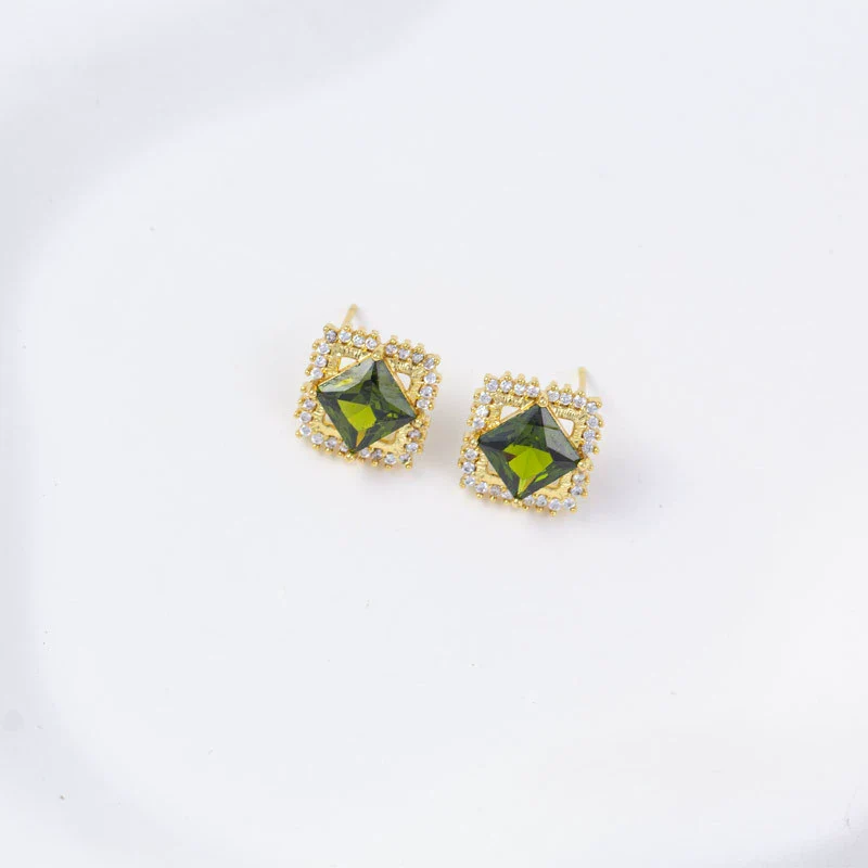 Wholesale Women's Simple Geometric Square Copper Microinlaid Electroplated Earrings - Image 26