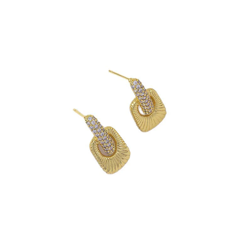 Wholesale Women's Simple Geometric Square Copper Microinlaid Electroplated Earrings - Image 5