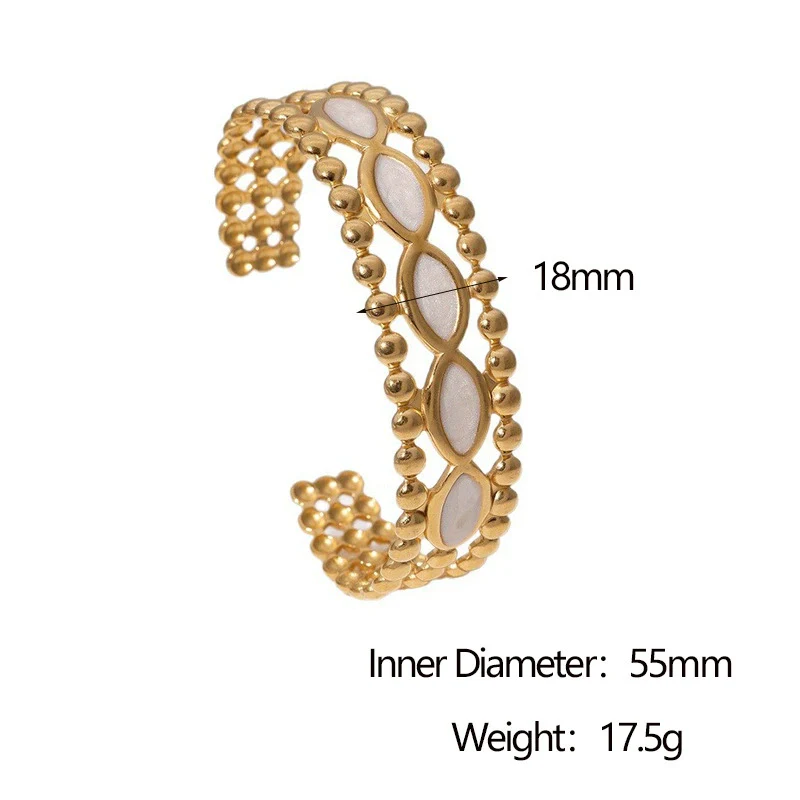 Wholesale Women's Simple Geometric Stainless Steel Electroplated Oil Drop Open Wide Bracelet - Image 6
