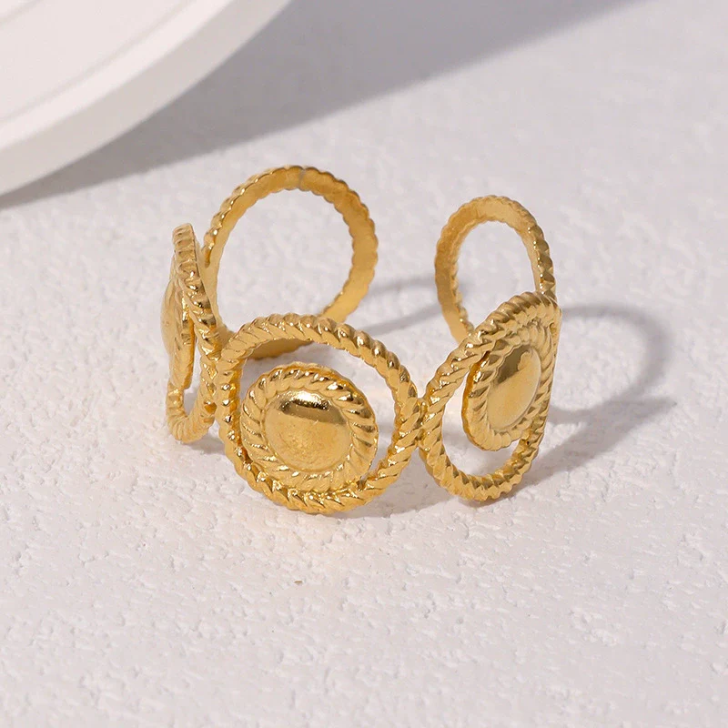 Wholesale Women's Simple Geometric Stainless Steel Electroplated Open Rings Hand Jewelry - Image 2