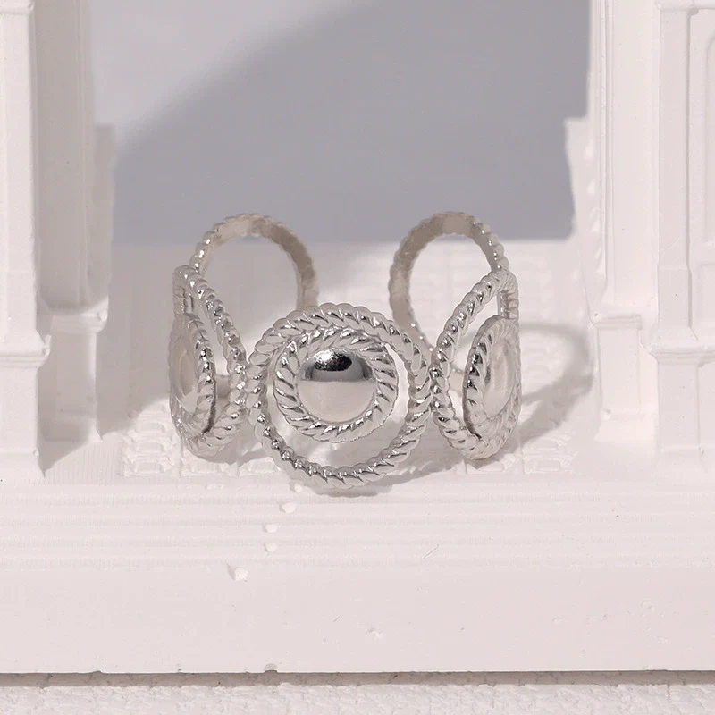 Wholesale Women's Simple Geometric Stainless Steel Electroplated Open Rings Hand Jewelry - Image 3