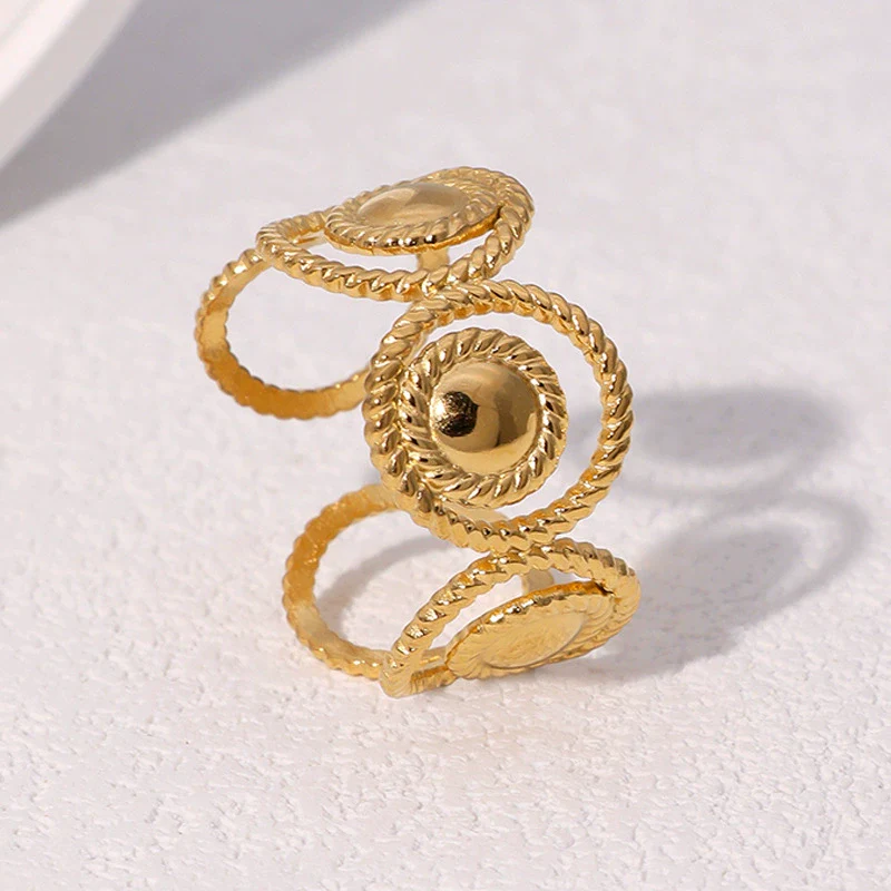 Wholesale Women's Simple Geometric Stainless Steel Electroplated Open Rings Hand Jewelry - Image 4