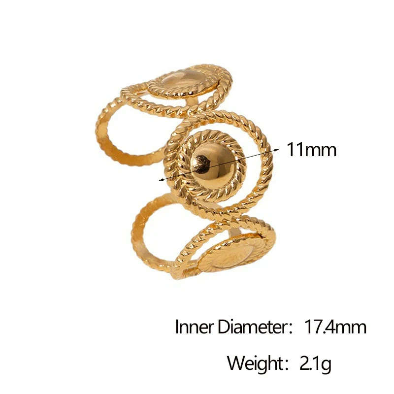 Wholesale Women's Simple Geometric Stainless Steel Electroplated Open Rings Hand Jewelry - Image 6