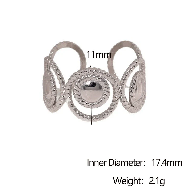 Wholesale Women's Simple Geometric Stainless Steel Electroplated Open Rings Hand Jewelry - Image 7