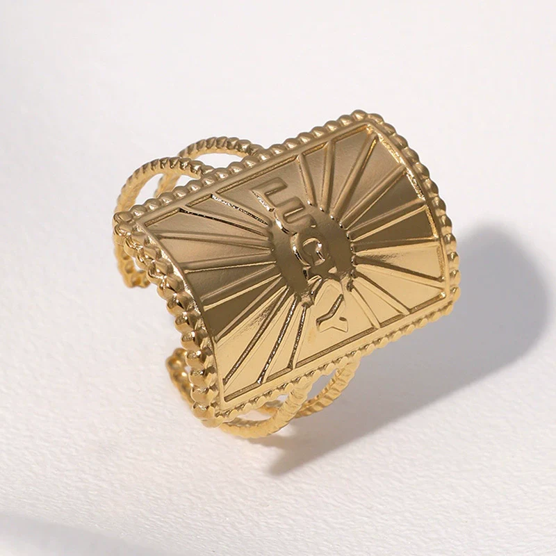 Wholesale Women's Simple Geometric Stainless Steel Open Ring With Electroplating - Image 4