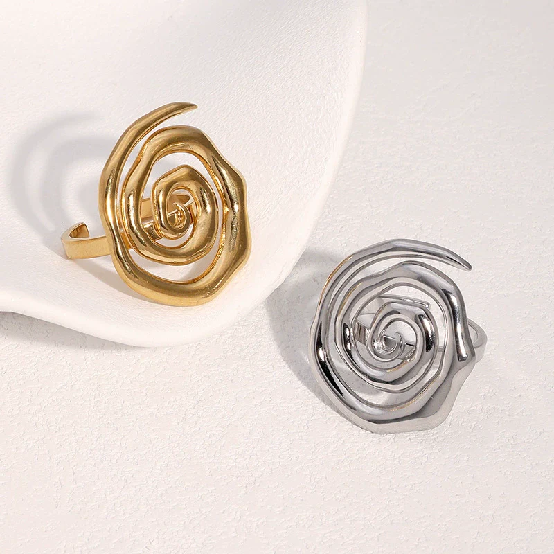 Wholesale Women's Simple Geometric Stainless Steel Open Ring With Electroplating