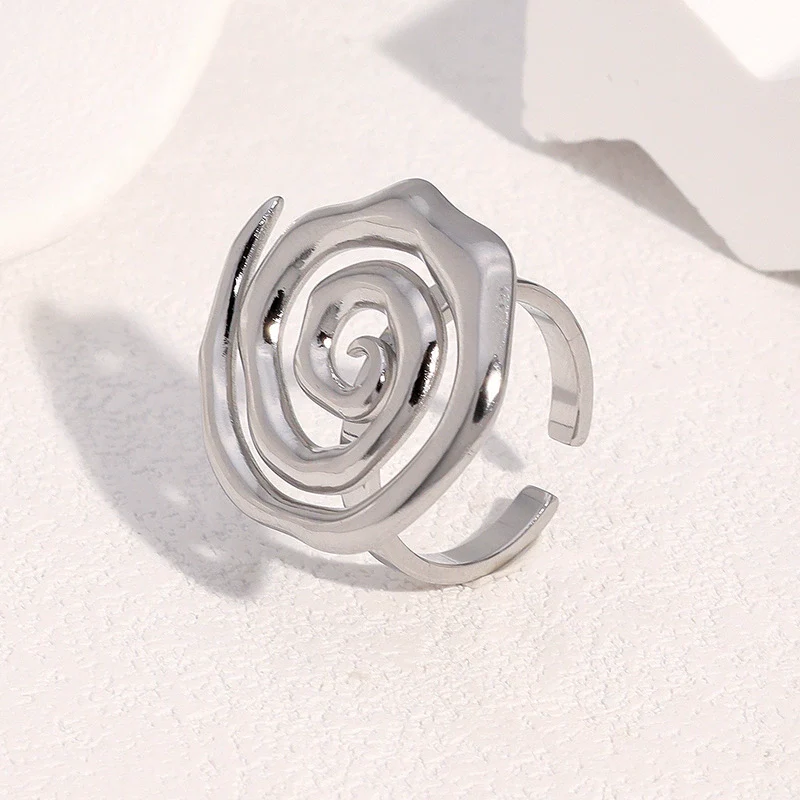 Wholesale Women's Simple Geometric Stainless Steel Open Ring With Electroplating - Image 3