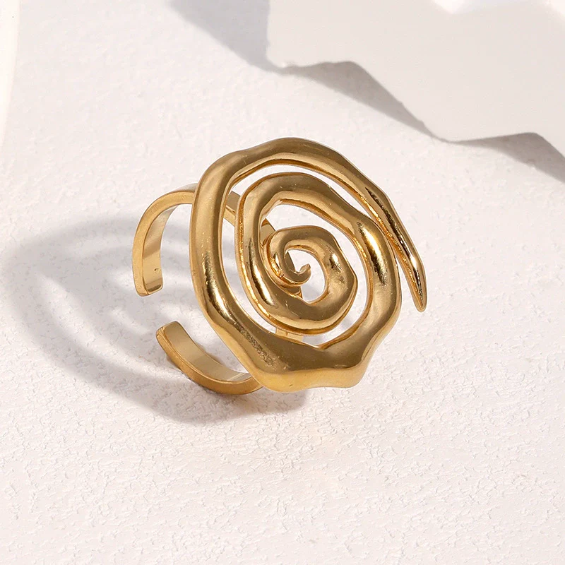 Wholesale Women's Simple Geometric Stainless Steel Open Ring With Electroplating - Image 4