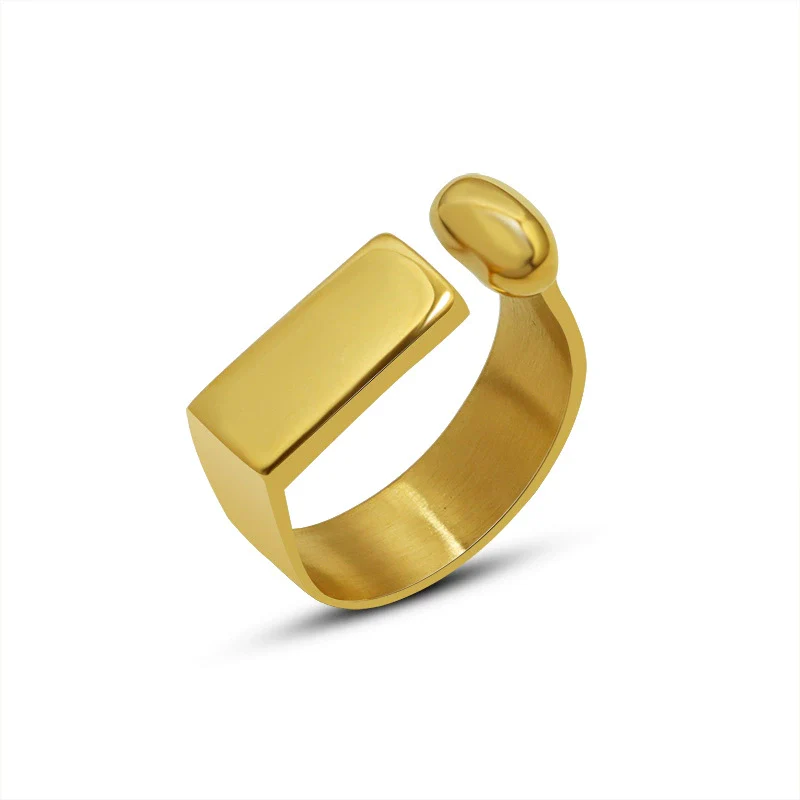 Wholesale Women's Simple Geometric Titanium Steel 18K Gold Electroplated Open Ring Without Fading - Image 4