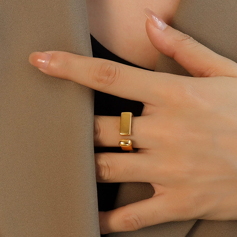 Wholesale Women's Simple Geometric Titanium Steel 18K Gold Electroplated Open Ring Without Fading - Image 5