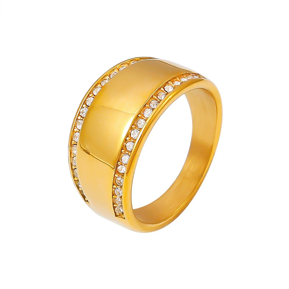 Wholesale Women's Simple Geometric Titanium Steel 18K Gold Plated Diamond Ring Hand Jewelry - Image 5