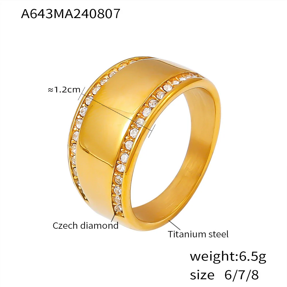 Wholesale Women's Simple Geometric Titanium Steel 18K Gold Plated Diamond Ring Hand Jewelry - Image 7