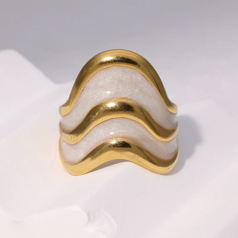 Wholesale Women's Simple Geometric Ushaped 18K Goldplated Stainless Steel Open Ring Jewelry - Image 2