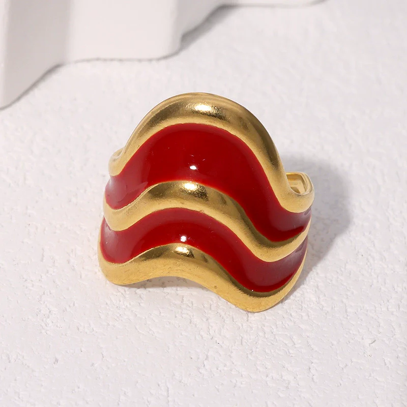 Wholesale Women's Simple Geometric Ushaped 18K Goldplated Stainless Steel Open Ring Jewelry - Image 3