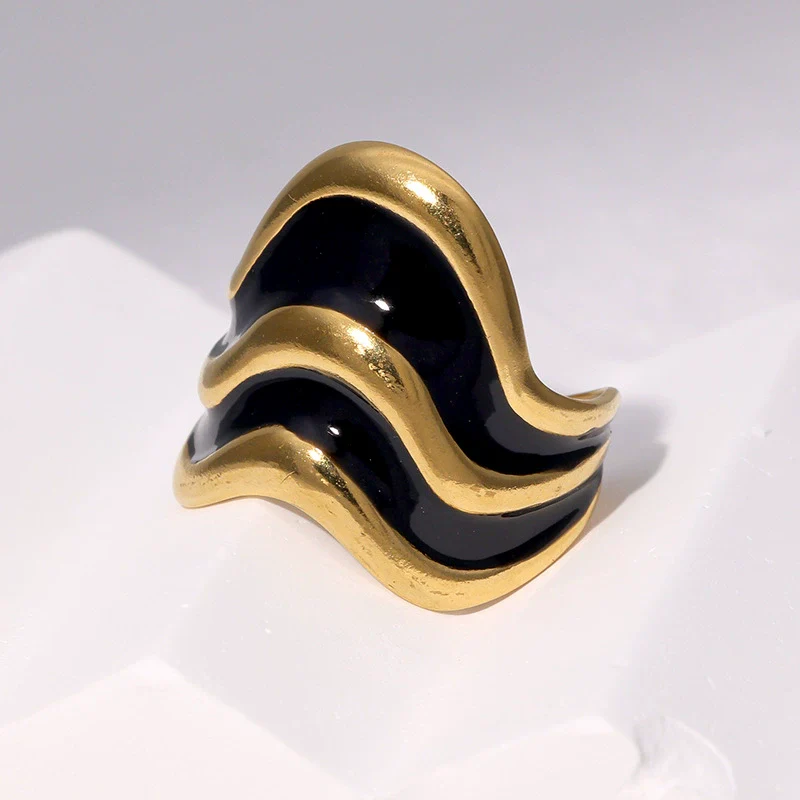 Wholesale Women's Simple Geometric Ushaped 18K Goldplated Stainless Steel Open Ring Jewelry - Image 4