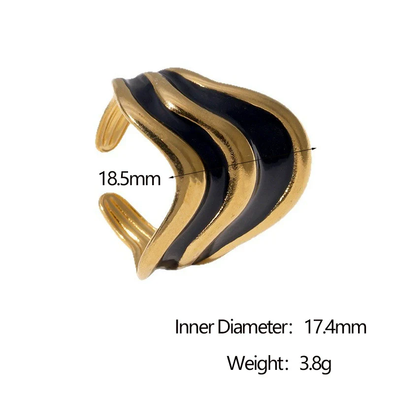 Wholesale Women's Simple Geometric Ushaped 18K Goldplated Stainless Steel Open Ring Jewelry - Image 8