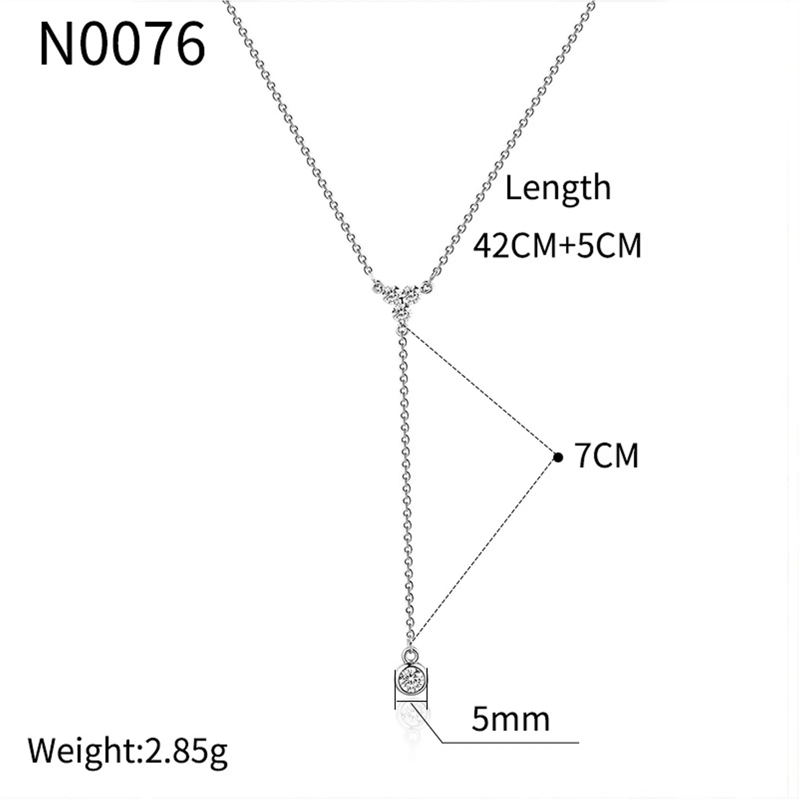 Wholesale Women's Simple Geometric Zircon Yshaped Necklace Copper Plated With Real Gold Electroplating Jewelry - Image 7
