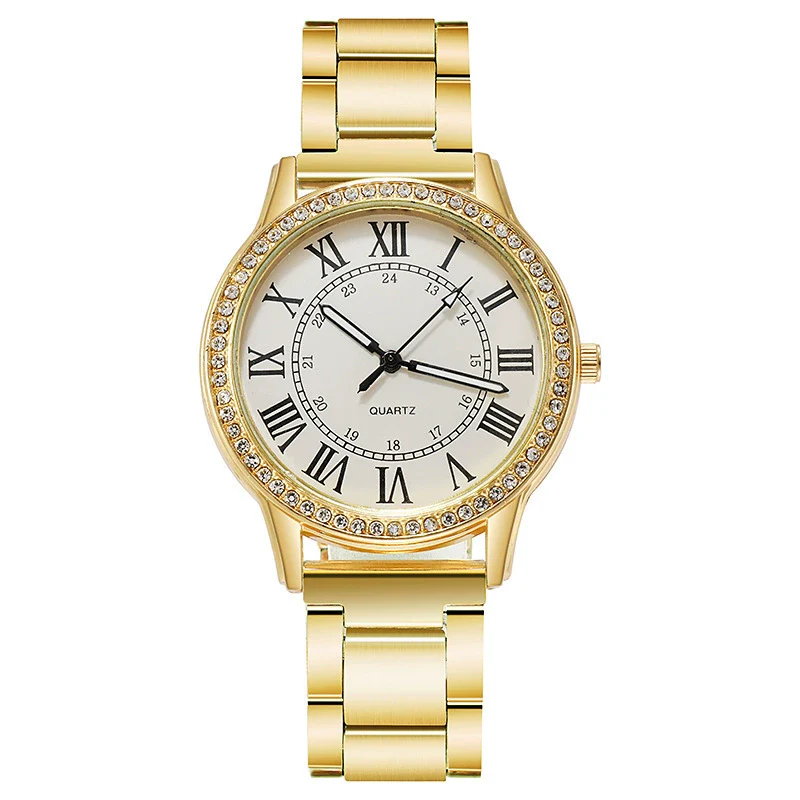 Wholesale Women's Simple Retro Alloy Case Steel Band Quartz Watch With Inlaid Roman Diamond And Luminous Feature - Image 5