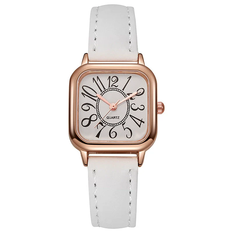 Wholesale Women's Small Fresh Digital Retro Style Alloy Case Stainless Steel Buckle Imitation Leather Strap Square Quartz Electronic Watch - Image 6