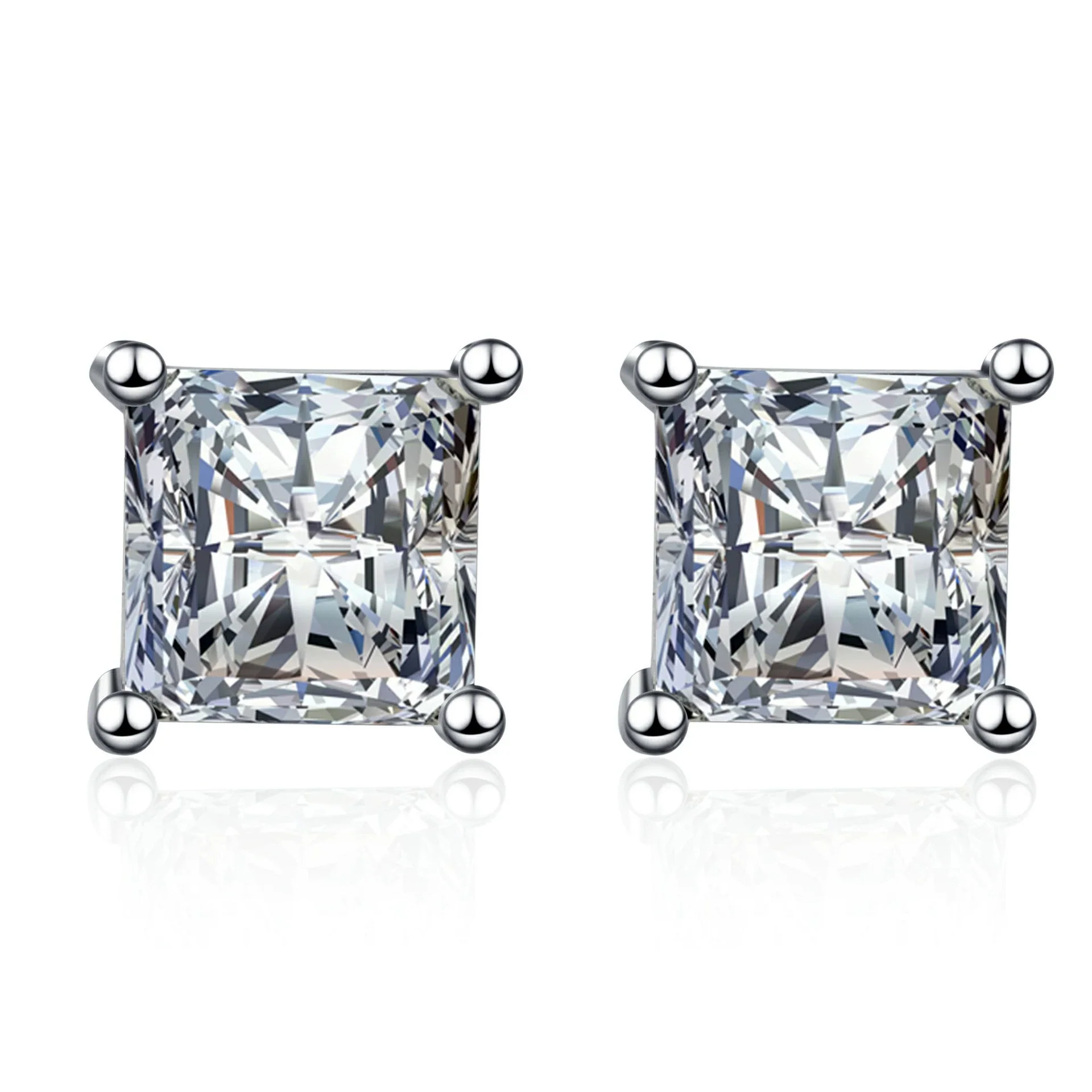 Wholesale Women's Specialshaped S925 Silver Geometric Moissanite Simulated Diamond Earrings With Electroplating - Image 5