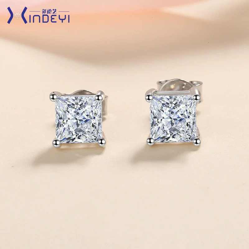 Wholesale Women's Specialshaped S925 Silver Geometric Moissanite Simulated Diamond Earrings With Electroplating - Image 6