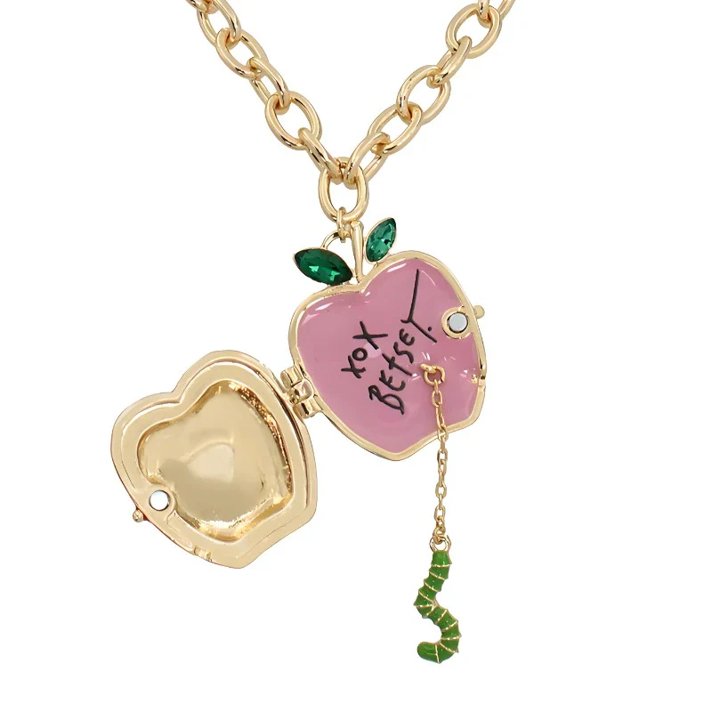 Wholesale Women's Stacking Style Apple Heart Shape Copper Electroplated Pendant Necklace With Regular Chain - Image 2