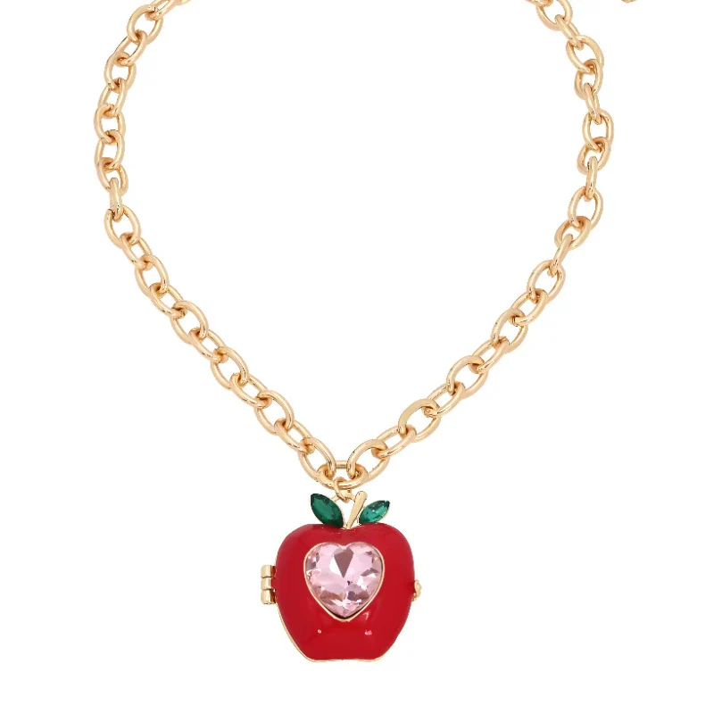 Wholesale Women's Stacking Style Apple Heart Shape Copper Electroplated Pendant Necklace With Regular Chain - Image 6